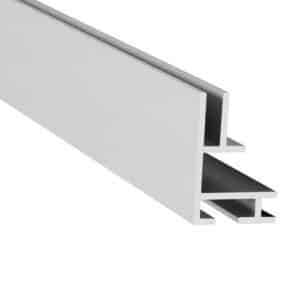 A white aluminum profile on a white background.