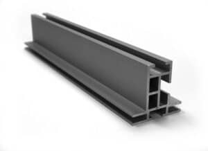 An aluminum profile on a white background.