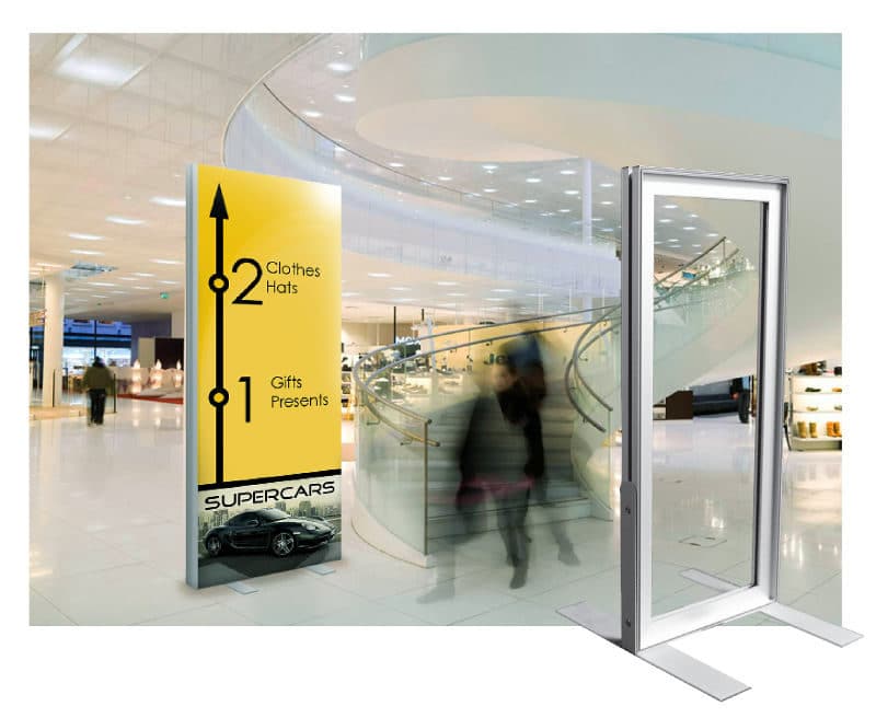 A sign in a shopping mall.